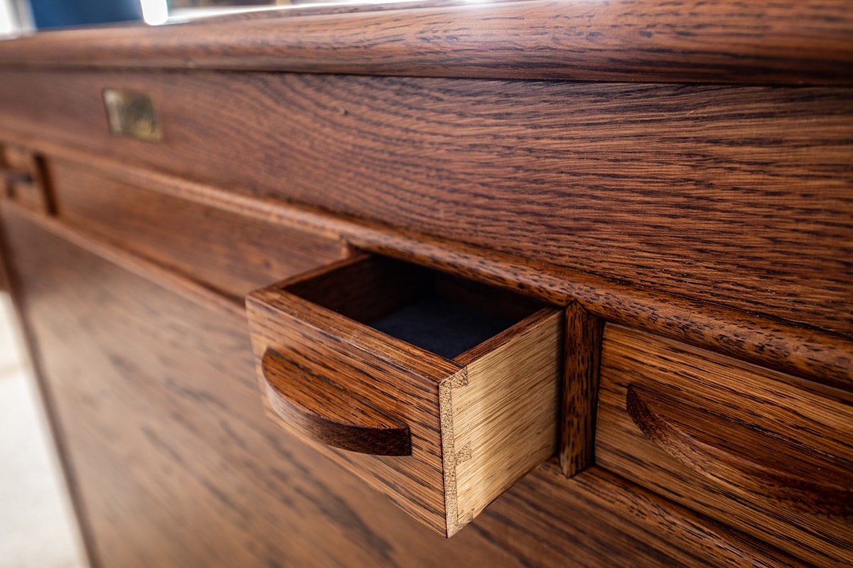 Oak Ottoman with hidden TV