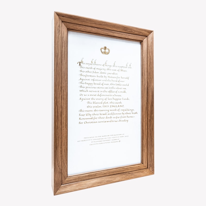 Framed vellum for King Charles III on his Coronation