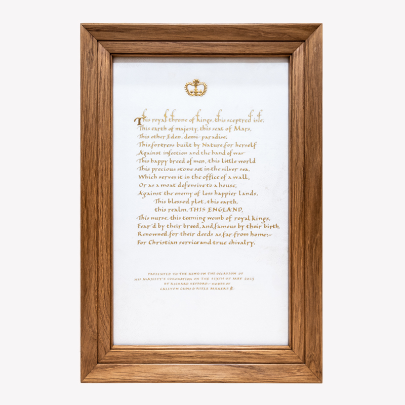 Framed vellum for King Charles III on his Coronation