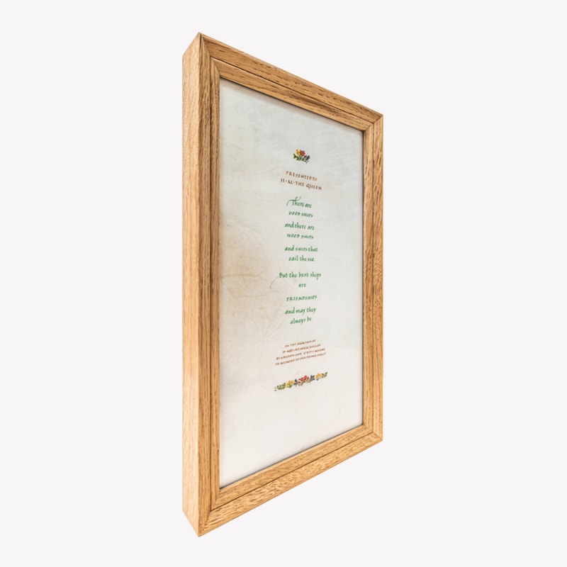 Framed vellum for HM The Queen on her Platinum Jubilee